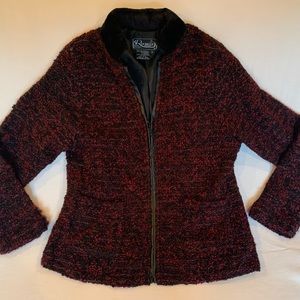 Rochelle Knitwear Jacket-Black/Burgundy/Gold